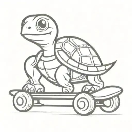 Cartoon Turtle On Skateboard
