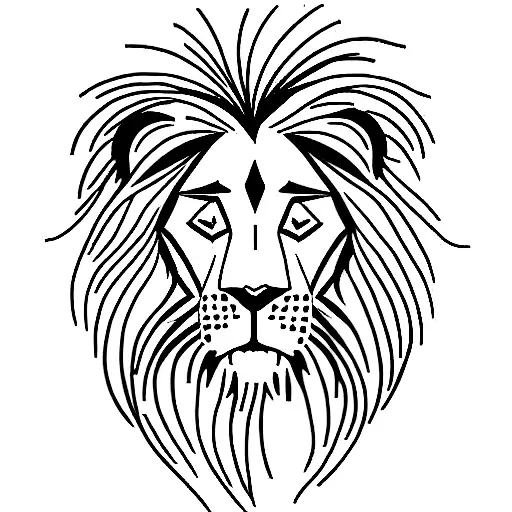 Scar Lion Face With Small Lions Below
