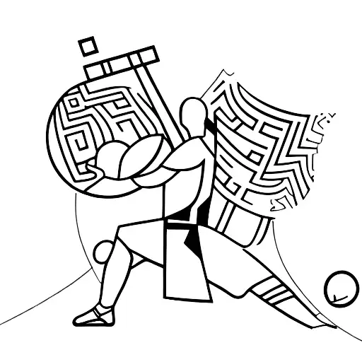Silhouette Of A Soccer Player Surrounded By Greek Architecture In A Minimalist Style