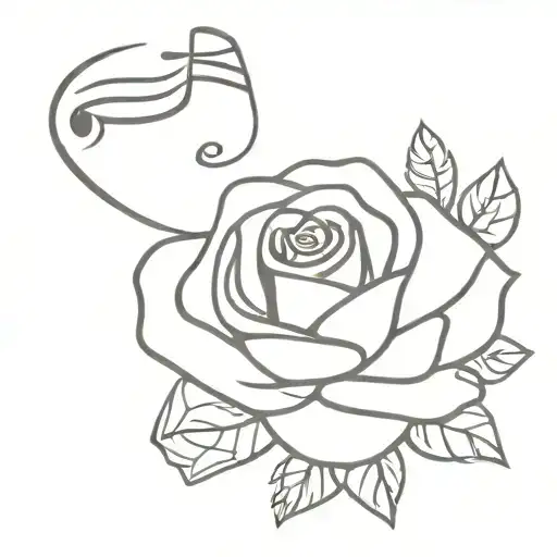 Rose And Music Notes Floating