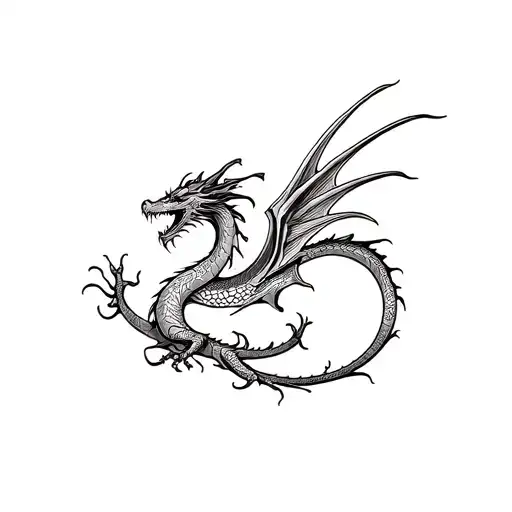 Dragon Showm From The Top With Spread Wings