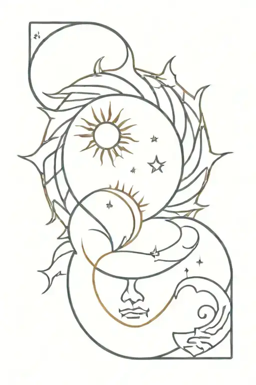 Sun And Moon Merging Together