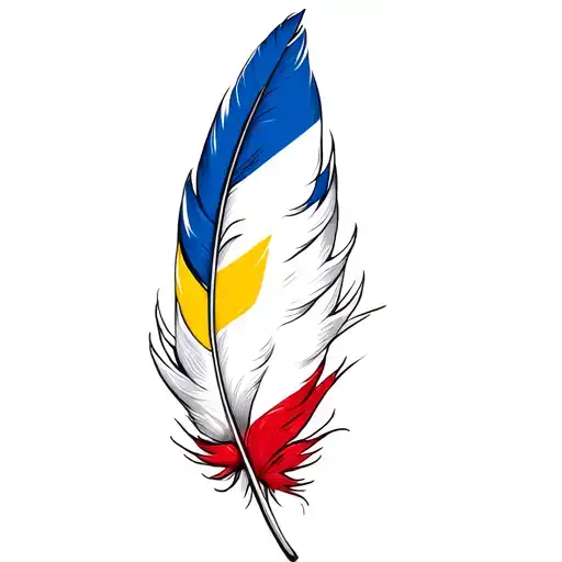 Puerto Rican Flag Feather And Colombian Flag Feather