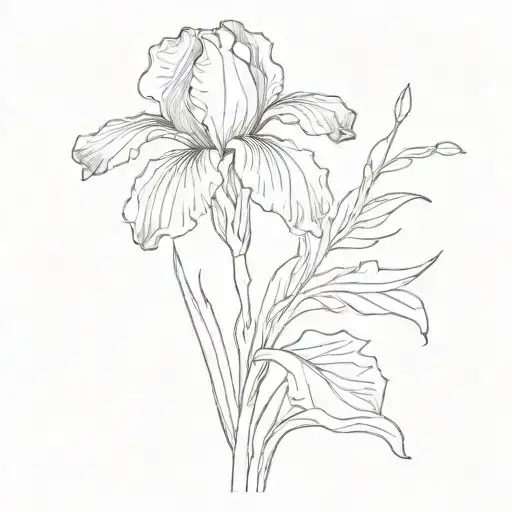 Single Iris With Stem