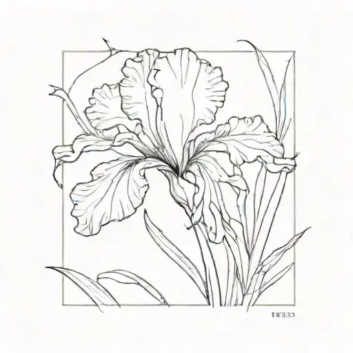 Single Wild Iris With Stem In Color