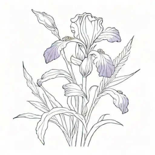 Simple Purple Wild Iris With Stem