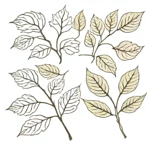 Linden Leaf And Beech Leaf Intertwined