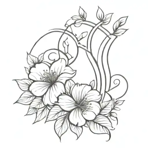 An Intricate Tattoo Design Of A Floral Pattern Intertwined With Architectural Elements