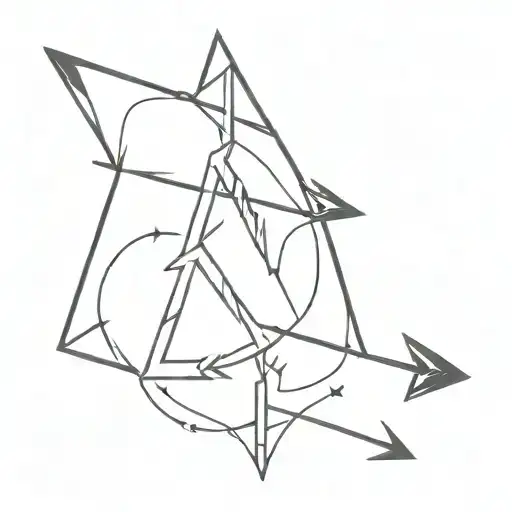 Minimalist Arrow And Lighting Bolt Symbol Intertwined