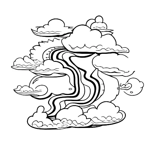 Clouds And Fire In A Yikes-themed Abstract Design