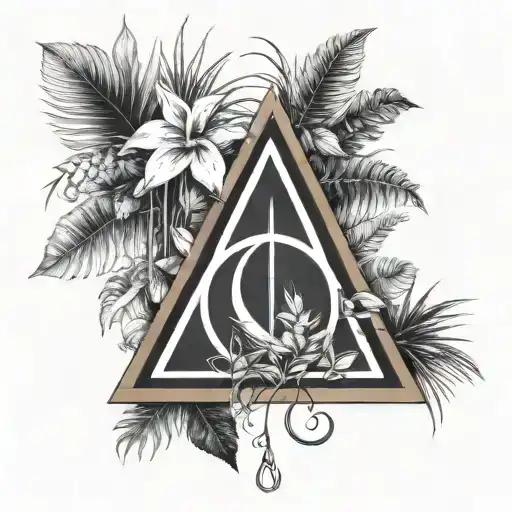 Deathly Hallows Symbol And Tropical Plants Intertwined
