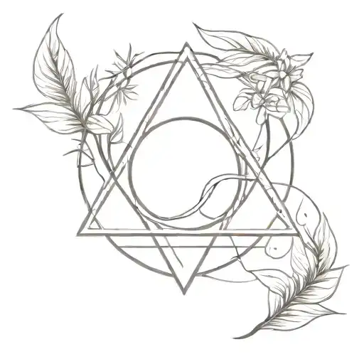 Deathly Hallows Symbol And Tropical Plants Intertwined