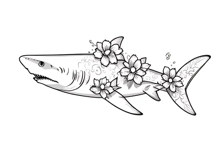 Shark Outline With Flowers