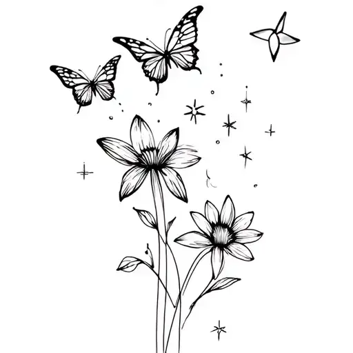 Flowers Butterfly Stars Energy Sexy Line