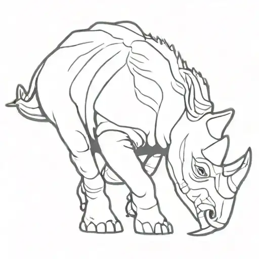 Thin White Line Outline Triceatops