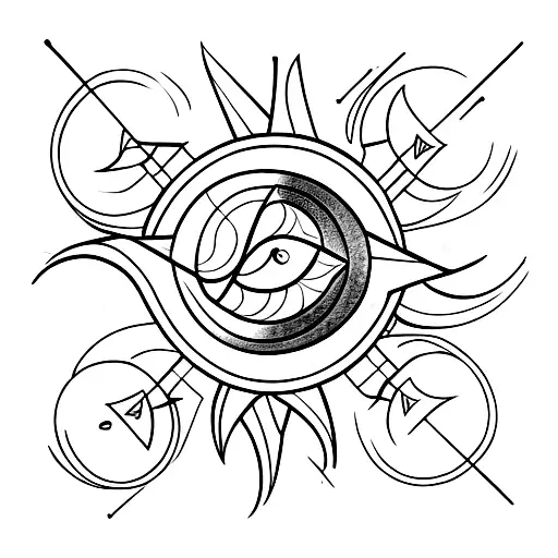 Arrow With Sun Squiggled