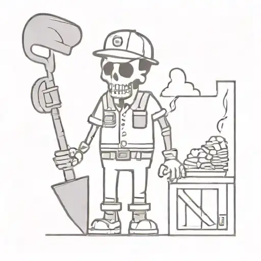 A Cute Skeleton Dressed As A Miner