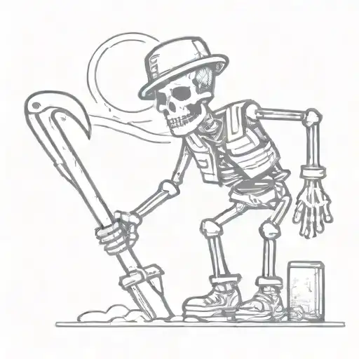 A Cute Skeleton Dressed As A Miner