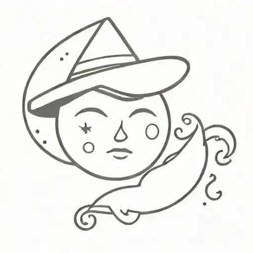 Sleepy Moon With Hat And Face