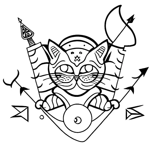 Cat With Moon And Arrows