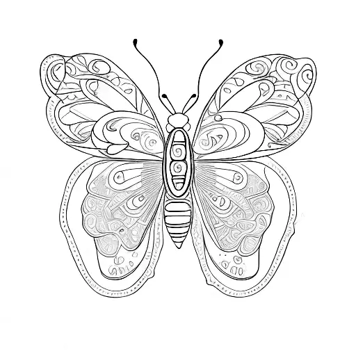 An Intricate Design Of A Butterfly Undergoing Metamorphosis With Phases Of The Moon Incorporated
