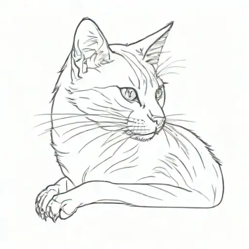 A Simple Minimalist Singleline Tattoo Design Of A Cat Profile