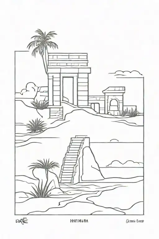 Narrow Mayan Beach Ruins Straight Lines