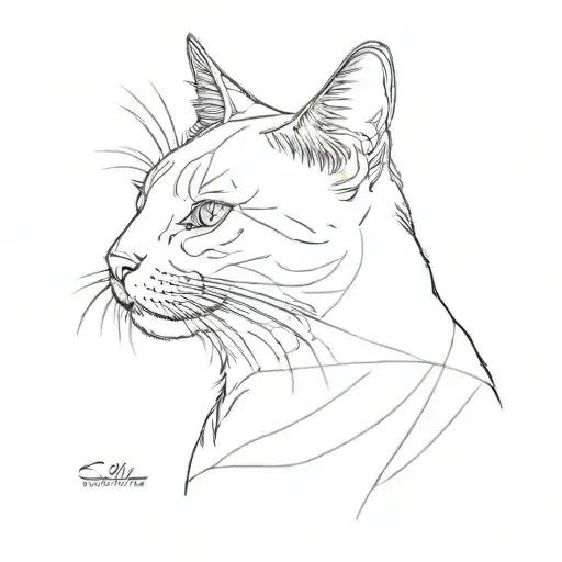 A Simple Minimalist Singleline Tattoo Design Of A Cat Profile