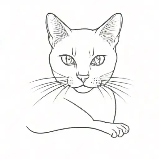 A More Simple Minimalist Singleline Tattoo Design Of A Cat Side Profile