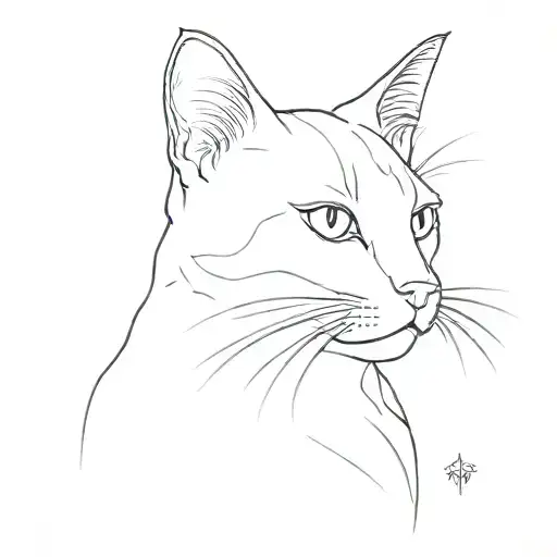 A More Simple Minimalist Singleline Tattoo Design Of A Cat Side Profile