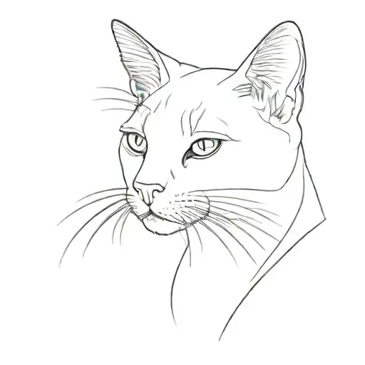 A More Simple Minimalist Singleline Tattoo Design Of A Cat Side Profile