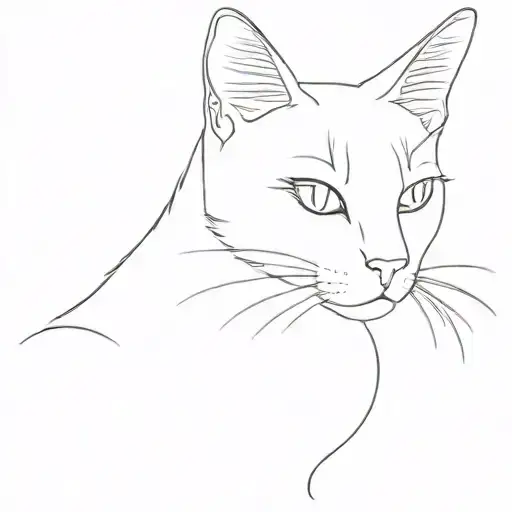 A More Simple Minimalist Singleline Tattoo Design Of A Furry Cat Side Profile