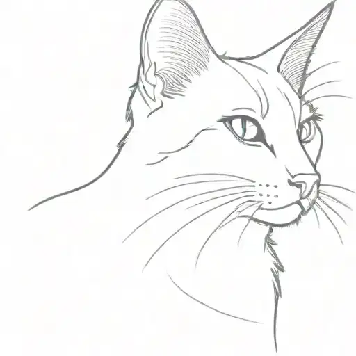 A More Simple Minimalist Singleline Tattoo Design Of A Furry Cat Side Profile