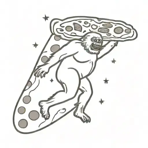 Pizza In Space Being Eaten By A Bigfoot Alien