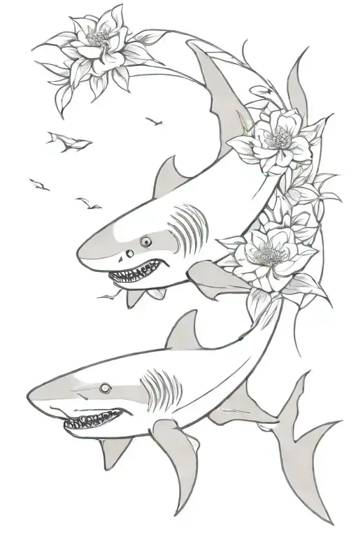 Shark With Flowers