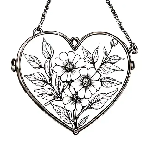 Heart Shaped Locket With Flowers In It