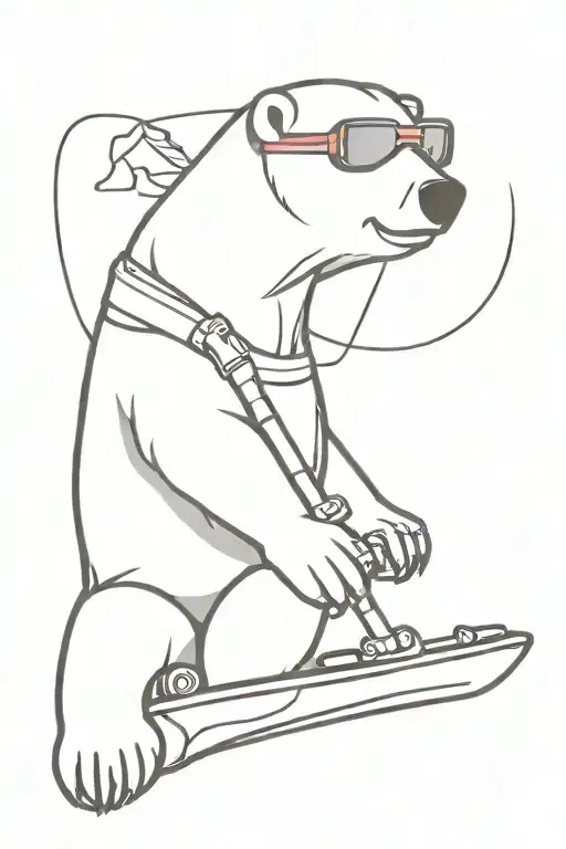 Polar Bear With Ski Goggles Holding A Snowboard