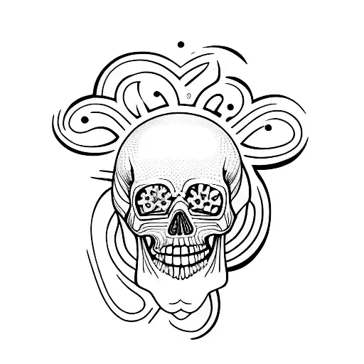 A Minimalist Tattoo Of A Skateboard With A Skull Design