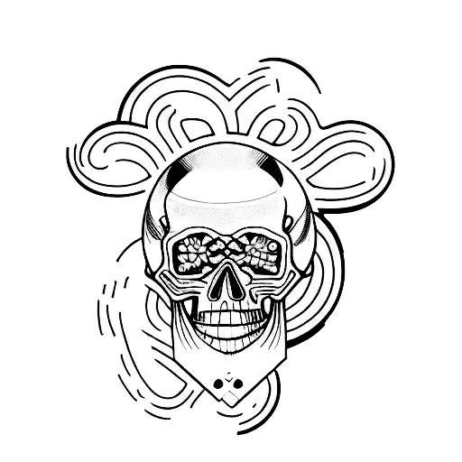 A Minimalist Tattoo Of A Skateboard With A Skull Design
