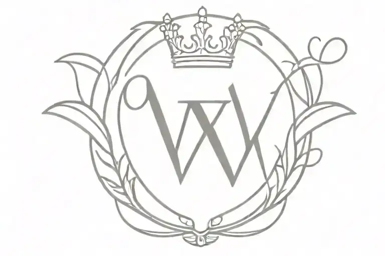 Name Tattoo With Crown On Letter W Spelling Wayne