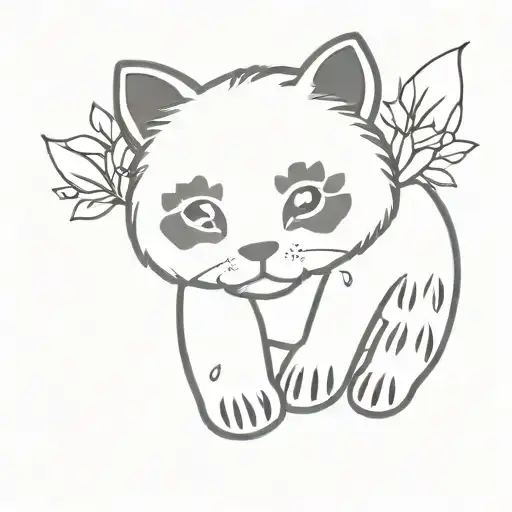 Cat Named Panda Paw Print Tattoo Design