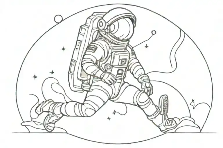 Astronaut Female In Space Simple