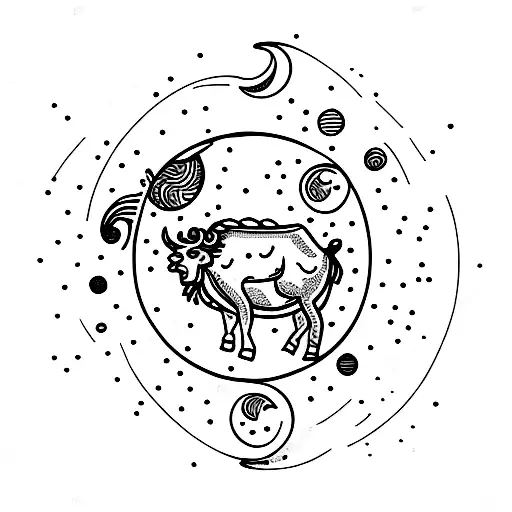 Moon And Taurus Constellation