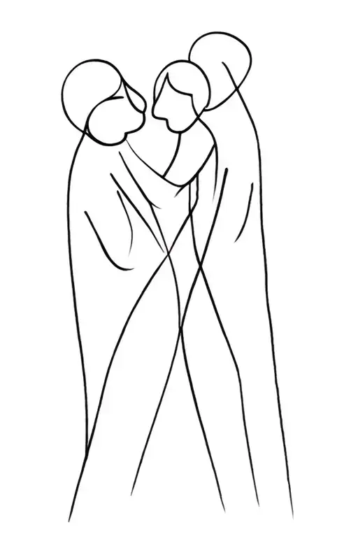 3 Stick Figures Embracing