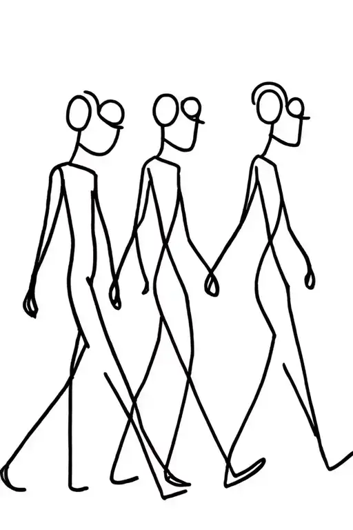 3 Stick Figures Walking Along