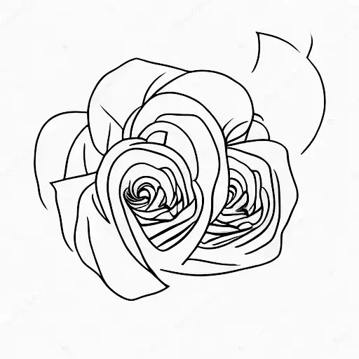 A Minimalist Tattoo Of A Rose With A Silhouette Of A Mother And Baby Girl Inside