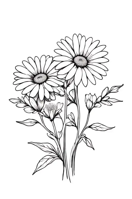 Bouquet Of A Daisy And Honeysuckle And Primrose Flowers