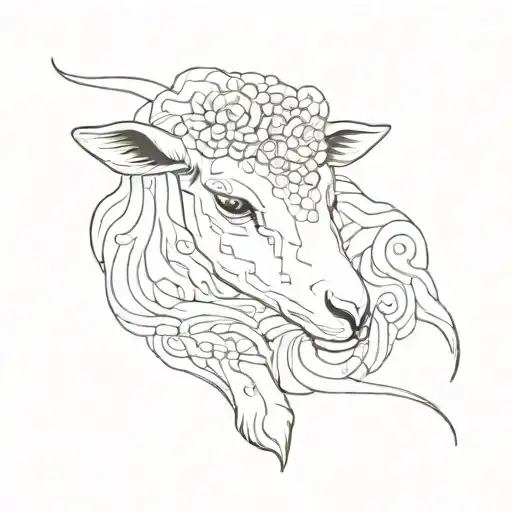 Delicate Lamb Laying Down Fine Line