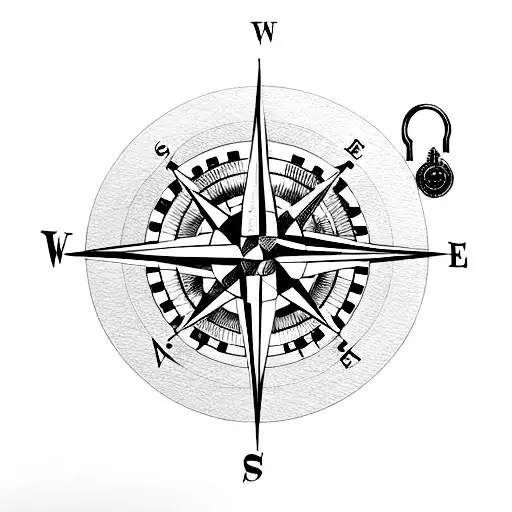 Compass With Lock In The Centre