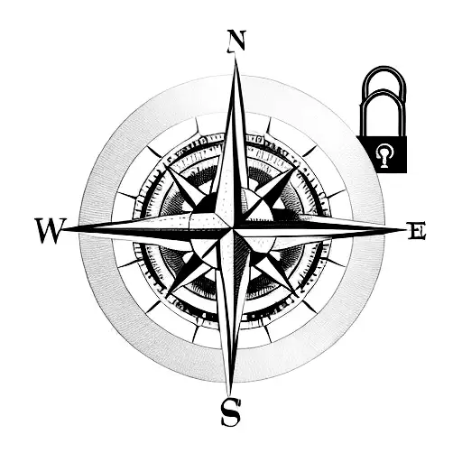 Compass With Lock In The Centre